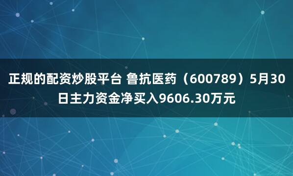 正规的配资炒股平台 鲁抗医药（600789）5月30日主力资金净买入9606.30万元